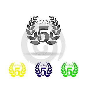5 anniversary sign color icon. Element of anniversary sign color icon. Signs and symbols collection icon for websites, web design,