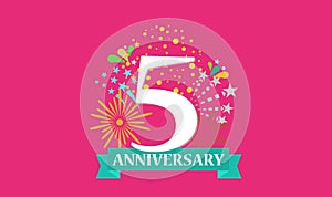 5 Anniversary template for banner design. Stock vector