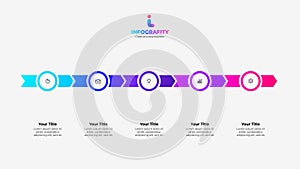 5 arrows with circles for presentations or infographics. Business data visualization. Concept of timeline business