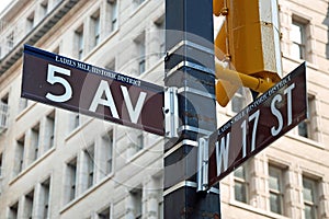 5 avenue sign in New York City close-up view photo