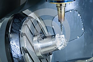 The 5-axis machining center cutting the turbine parts  parts with taper ball end mill tool