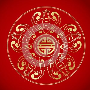 5 bats around chinese Symbol long life