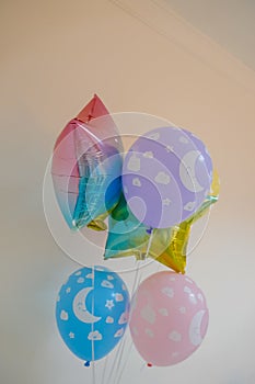 5 Birthday Celebration Balloons Isolated on White Background