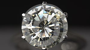 5 carat diamond ring macro shooting. Diamond facets close up