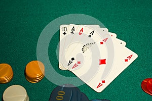 5-card draw, poker, four aces