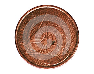 5 Centavos `T ` partially inside stripes - Tiradentes coin