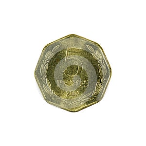 5 chilean peso coin 2002 obverse