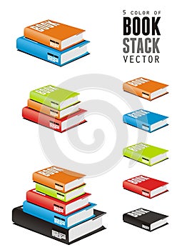 5 color of vector book stack