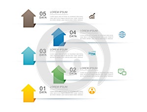 5 data infographics arrow tab paper index timeline template. Vector illustration abstract background