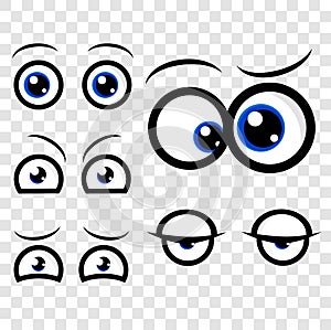 5 different Eye Expression curious sleepy anxious eager confuse angry at transparent effect background