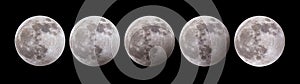 5 Different phases of a partial lunar eclipse