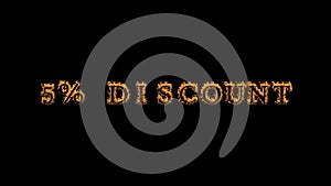 5% discount fire text effect black background