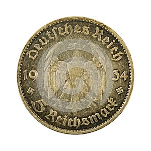 5 german reichsmark coin 1934 obverse