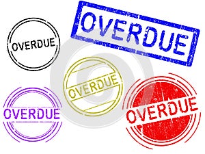 5 Grunge Stamps - OVERDUE