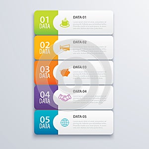5 infographic tab index banner design vector and marketing