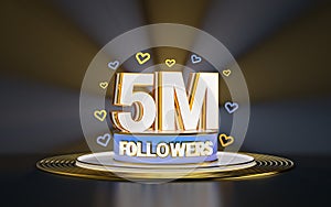5 million followers celebration banner 3d background