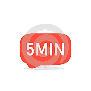 5 min speech bubble icon. Clipart image