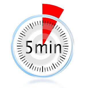 5 minute min clock isolated background - 3d rendering