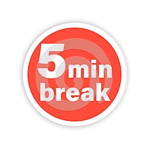 5 minutes break sticker icon. Clipart image