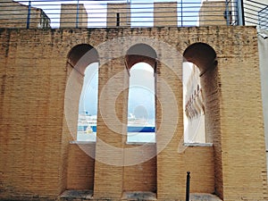 5 OCTOBER 2019, ancient wall surrounding the mercantile port of Civitavecchia Italy