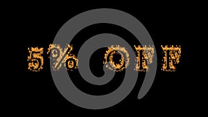 5% Off fire text effect black background