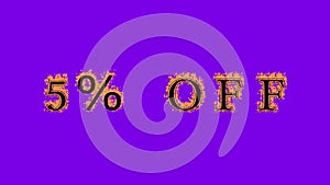 5% Off fire text effect violet background