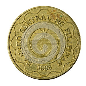 5 philippine peso coin 1998 reverse