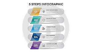 5 points of steps diagram, vertical list layout, infographic template vector