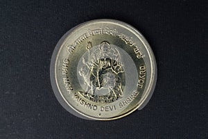 5 Rupees coin Shri Mata Vaishno Devi Shrine Board