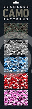 5 Seamless Camouflage Swatch Patterns