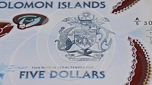 5 Solomon Islands dollars SBD national currency money legal tender bill 2