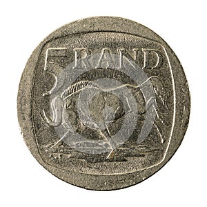 5 south african rand coin 2004 obverse
