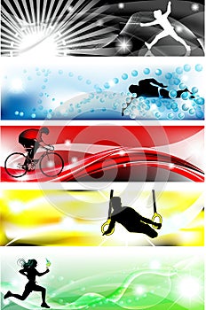 5 Sports banner with five brilliant colors