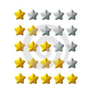 5 star rating 3D render stars