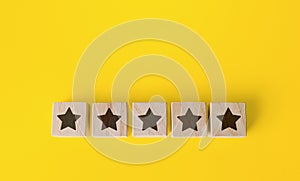 5 star rating blocks. Assessment of quality and service. Popularity. Reputation, feedback. Inspection, review. Shopping guide.