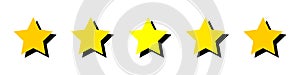 5 Star rating. Stars icon for apps and websites. Vector isolated