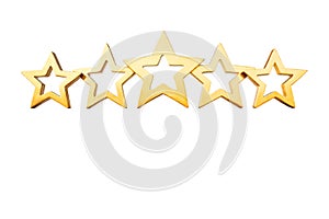 5 stars isolated gold white