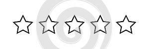5 Stars quality rating icon. Five star product quality rating. Black star vector icons. Stars in modern simple with shadow - stock