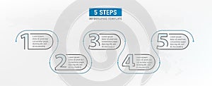 5 step elements. Workflow graphic design. Infograph timeline. Strategy work diagram. Infographic template. Vector