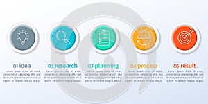 5 step infographic 3d design with business icons. Process, presentation diagram, timeline info graphic template