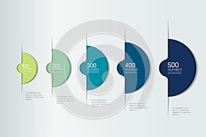 5 step infographic. Five number timeline, template. Vector