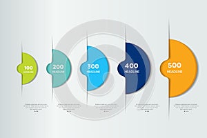 5 step infographic. Five number timeline, template. Vector