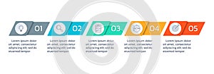 5 step process design. Timeline infographic design. Modern business layout, diagram template with line icons.