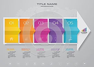 5 steps arrow timeline infographic element.