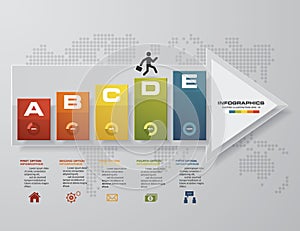 5 steps bar graph on progress arrow on grey background template. Abstract design for template.