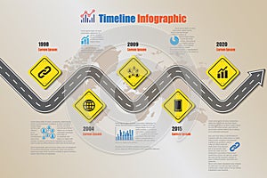 5 steps business roadmap timeline infographic, vector illustration