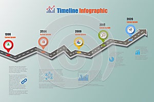 5 steps business roadmap timeline infographic, vector illustration