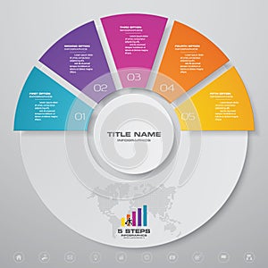 5 steps cycle chart infographics elements. EPS 10.