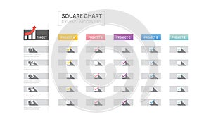 5 Steps Gantt chart timeline infographic template. Modern checklist element timeline diagram foe business, vector infographics