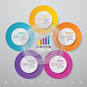 5 steps half cycle chart infographics elements for data presentation.